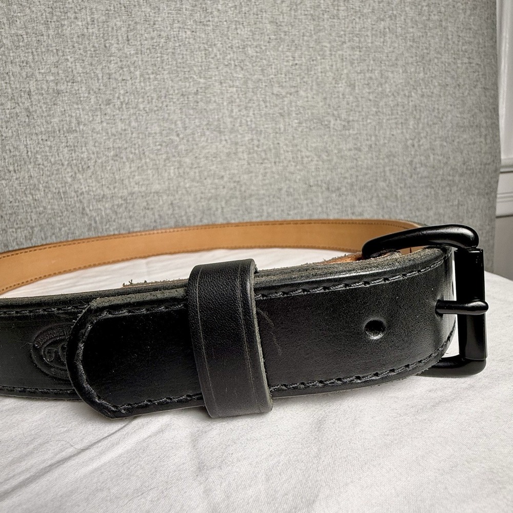FD Leatherworks Black Stitched Heavy Duty Work Belt Police EMS Size‎ 44